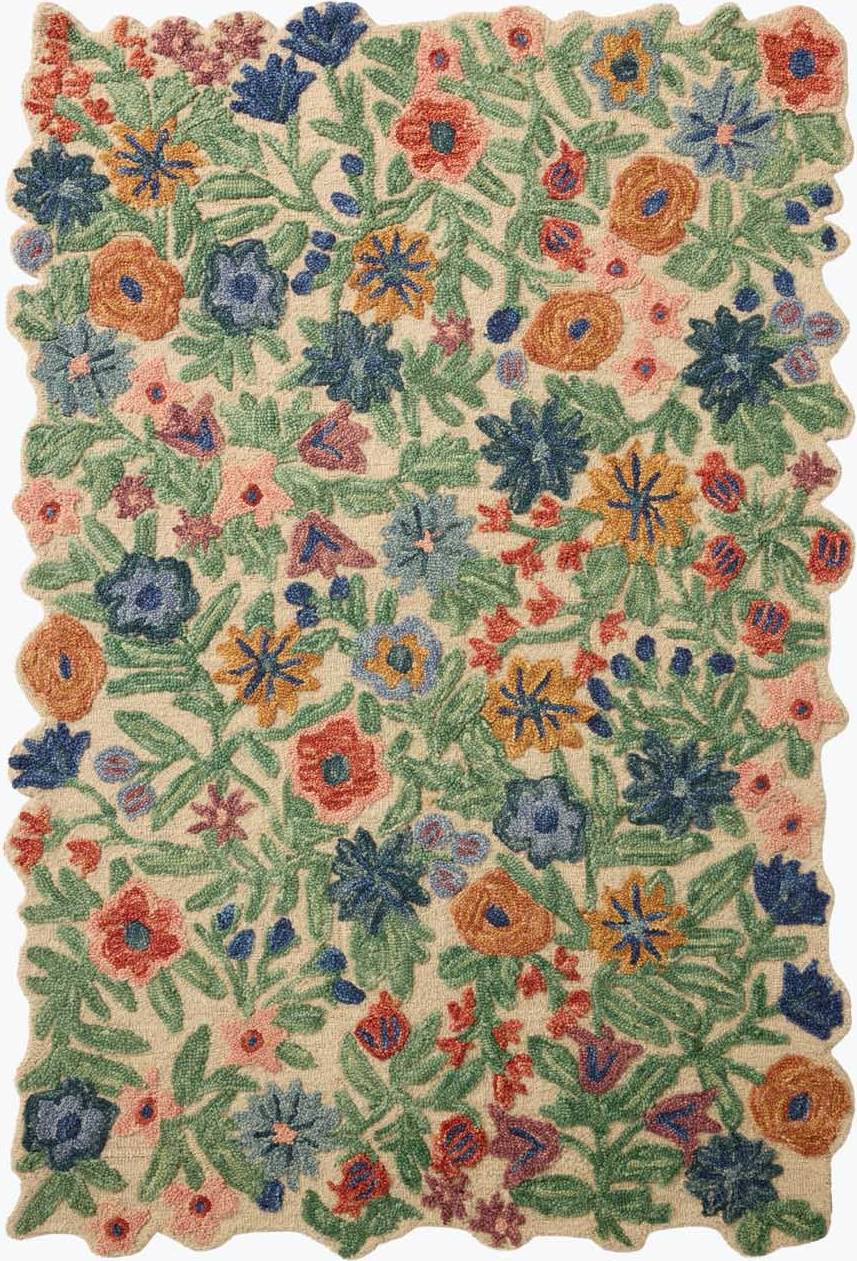 Loloi Rifle Paper Co Edith Wool Hooked Rug 2" x 7" - Ivory