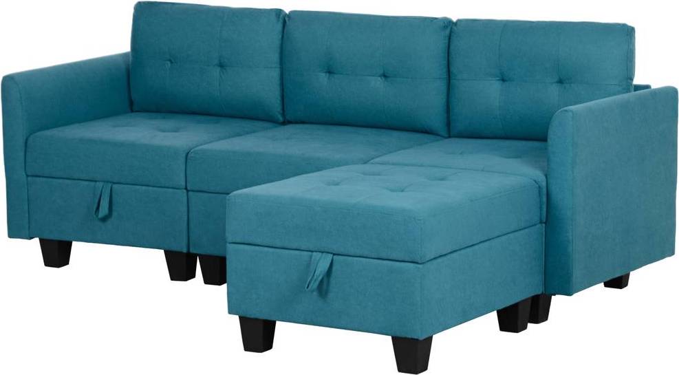 Homcom Convertible Modular Sectional Sofa - Light Blue/Teal