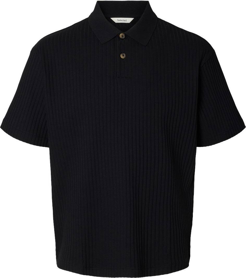 Selected Slmrelaxsimon Ribbed SS Polo - Sort
