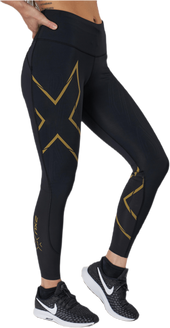 2XU Light Speed Mid-Rise Compression Tights - Black/Gold