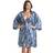 Camille Luxury Kimono Style Floral Print Chemise & Wrap Set - Blue