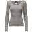 Rosemunde Silk T-Shirt Regular LS W/Wide Lace - Light Grey Melange