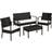 tectake Sparta - Black Outdoor Lounge Set, 1 Table incl. 2 Chairs & 1 Sofas