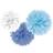 Amscan Pom Pom Fluffy Blue/White 3-pack