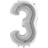 Grabo Foil Ballon Number 3 Mini Silver