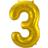 Folat Foil Ballons Number 3 Gold