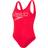 Speedo Summer Stripe Logo Deep U-Back Swimsuit - Red/White