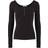 Pieces Button Front Ribbed Top - Black