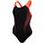 Speedo Women's Placement Laneback Swimsuit - Black/Orange