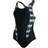 Speedo Allover Panel Laneback Swimsuit - Black/White