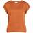 Vila Satin Look Short Sleeved Top - Orange/Adobe