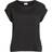 Vila Satin Look Short Sleeved Top - Black/Black