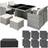 tectake Manhattan - Light Grey Patio Dining Set, 1 Table incl. 4 Chairs