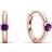 Pandora Solitaire Huggie Hoop Earrings - Rose Gold/Purple