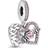 Pandora Heart & Mum Dangle Charm - Silver/Pink