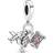 Pandora Airplane Globe & Suitcase Triple Dangle Charm - Silver/Pink