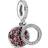 Pandora Sparkling Disc Double Dangle Charm - Silver/Red/Transparent