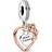 Pandora Heart & Rose Flower Dangle Charm - Rose Gold/Silver/Black/Transparent