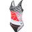 Speedo Women's Placement U-Back Swimsuit - Revival Black/White/Sky