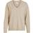 Vila Ril Oversize V-Neck Knitted Pullover - Beige/Natural Melange