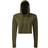 Tridri Women's Cropped Hooded Long Sleeve T-shirt - Olive