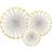 PartyDeco Decor Rosettes White/Gold 3-pack