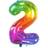 Folat 63242 Foil Balloon Yummy Gummy Rainbow Number 2-86 cm, Multi Colors, 86cm