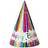 Unique Party Partyhatte med Happy birthday, STRIBE 8 stk