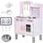 Homcom Jouet Kids Pretend Kitchen Play Set with Sounds, Utensils, Pans & Storage Pink/White