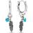 Pandora Feather Hoop Earrings - Silver/Turquoise