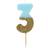 Talking Tables Blue Number 3 Birthday Candle with Gold Glitter Cake Decoration