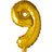 Globos Guld folieballon som tallet 9