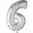 Globos Sølv folieballon som tallet 6
