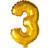 Globos Guld folieballon som tallet 3