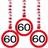 Folat vægdekoration Trafikskilt 60 År 17,5 cm papir 3 stk Red, White