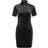 adidas Originals Embossed Monogram Velvet Short Sleeve Dress - Black