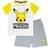 Pokémon Boy's Pikachu Face Card Pajamas Set - White/Grey/Yellow