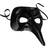 tectake Venetian Mask with Long Nose Black