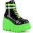 Demonia Shaker-52 W - Black Patent/UV Neon Green