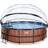 Exit Toys Round Wood Pool with Sand Filter Pump & Roof Ø4.5x1.22m