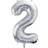 PartyDeco Foil Balloon Number 2 86cm Silver