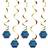 Creative Party J015 Blue and Gold 18" Hanging Swirls-5 Pcs