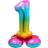 Folat 64291 Foil Balloon with Base Number 1 Rainbow, Multi-Colored, Costumes