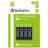 Verbatim AAA Rechargeable Compatible 4-pack Black/Green