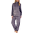 Slenderella Mini Waffle Long Sleeve Zip Through Pyjama - Grey