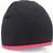 Beechfield Plain Basic Knitted Winter Beanie Hat - Black/Fluorescent Pink