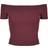 Urban Classics Ladies Off Shoulder Rib Tee - Red Wine