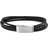 Tommy Hilfiger Multi Wrap Plaque Leather Bracelet - Black /Silver