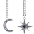 Royalty Star & Moon Hoop Earrings - Silver/Multicolour