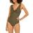 DKNY Ruffle Plunge Underwire Tummy Control One-Piece Swimsuit - Moss